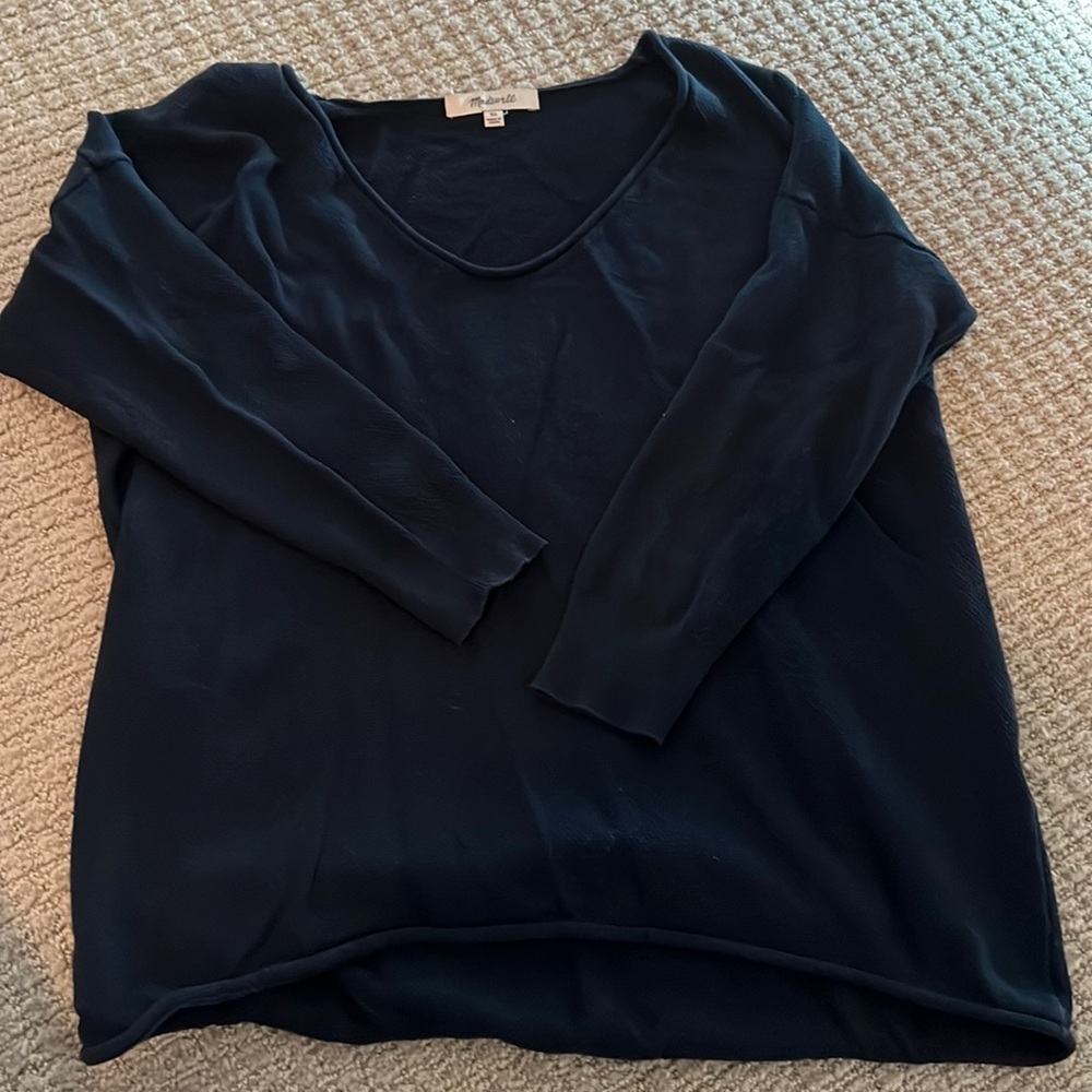 Madewell Navy Blue Scoopneck Blouse